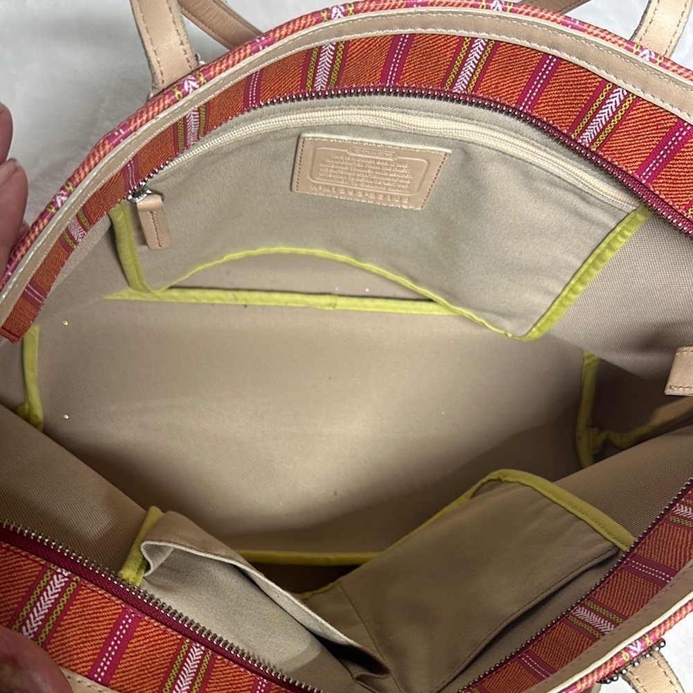 Coach Legacy Red and Cream Striped Tote - Picture 13 of 16